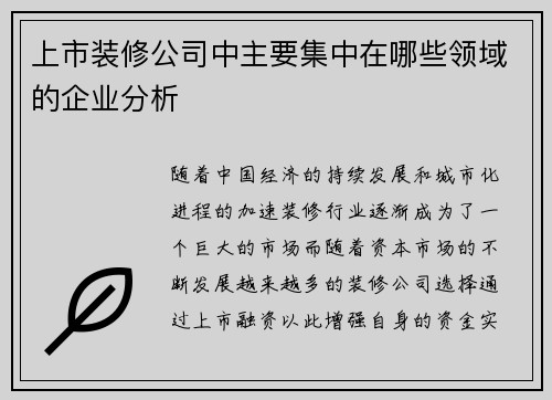 上市装修公司中主要集中在哪些领域的企业分析